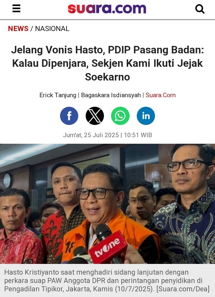 Penistaan thdp bapak Proklamator Indonesia di sama in dgn Hasto tukang hoax dan tersangka korupsi suap ‼️