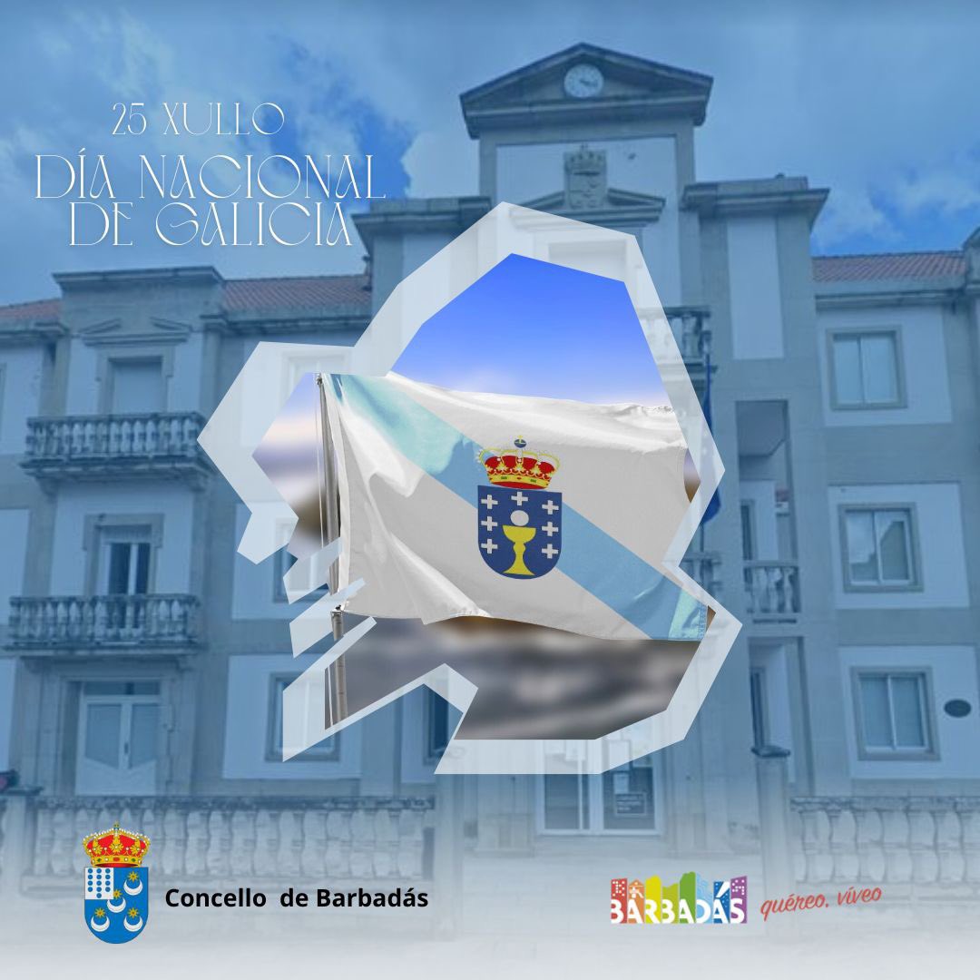 Conc_Barbadas's tweet photo. 𝟮𝟱 𝗱𝗲 𝘅𝘂𝗹𝗹𝗼 |  𝗗𝗜́𝗔 𝗗𝗘 𝗚𝗔𝗟𝗜𝗖𝗜𝗔
Hoxe celebramos o noso orgullo, a nosa lingua, a nosa terra. Galicia é identidade, cultura, historia...

💙 Feliz Día de Galicia!
#DíaDeGalicia #OrgulloGalego #25deXullo https://t.co/PEaX8ppY7S