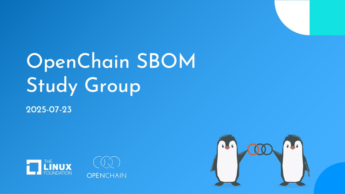 openchainproj's tweet image. RECORDING: OpenChain SBOM Study Group – Monthly Meeting – 2025-07-23
As always, we focused on the question of “how do we use SBOMs in production, large-scale and complex supply chains?”
Ideas are being shared for a future guide.
Watch the recording:
hubs.la/Q03ySfgk0