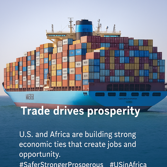 US_AU's tweet image. Trade is a pillar of prosperity. U.S.-Africa economic partnerships help create jobs and unlock opportunities on both sides of the Atlantic. #SaferStrongerProsperous #USinAfrica