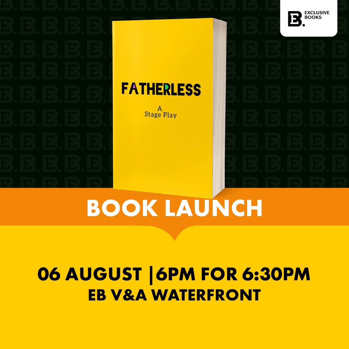 ExclusiveBooks's tweet image. 📍🗓️ Join us at EB @VandAWaterfront for a book launch for Fatherless by Naomi Kusch.
RSVP is essential here: exclusivebooks.co.za/pages/events#?…
