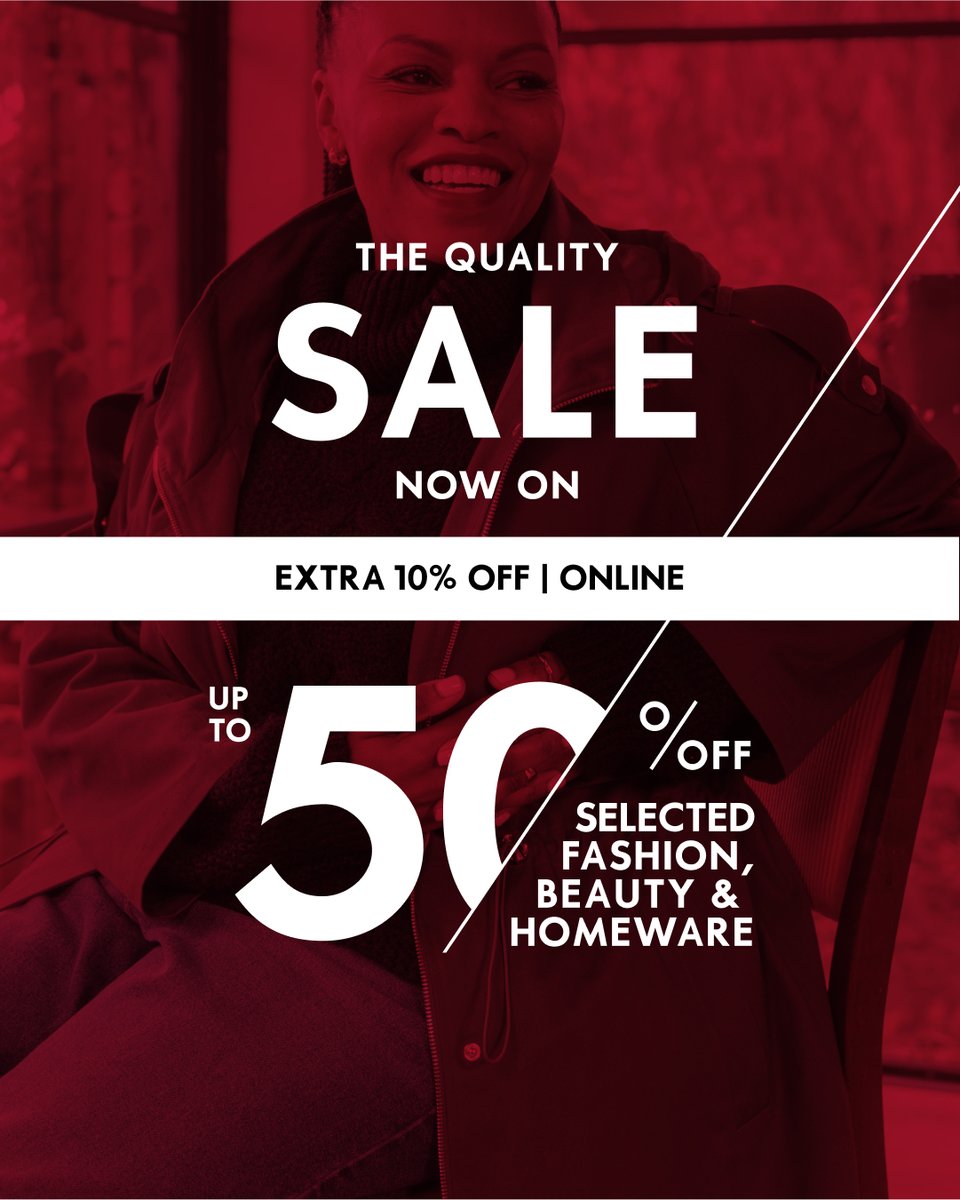 WOOLWORTHS_SA's tweet image. 50% off on our Quality Sale is live - and just because we adore you, we’re giving our shoppers an extra 10% off 🥳
Get an extra 10% off 25 - 27 July 2025!
🚨 Offer valid online only: brnw.ch/21wUpHT
Ts and Cs apply.
