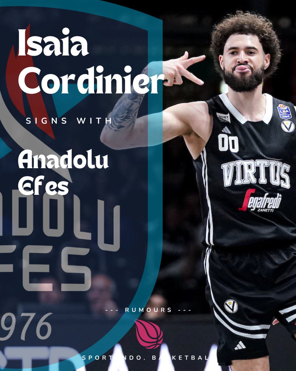 AlessandroMagg4's tweet image. 🚨 DONE DEAL Isaia Cordinier is a new player of Anadolu Efes, I'm told. The NBA clause expired yesterday and the player has signed until 2027.
Another great signing for the Turkish club after Nick Weiler-Babb and Georgios Papagiannis. The announcement is expected soon.
Isaia…