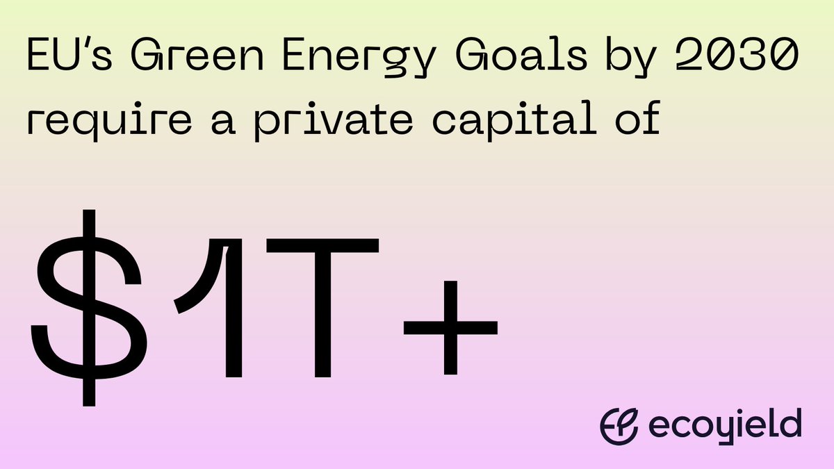 📈 The EU’s 2030 green energy goals require €1T+ in private capital.

Platforms like EcoYield play a key role, enabling fractional, vetted access to energy projects via Web3 rails.

Tokenized RWAs are no longer theory, they’re infrastructure.