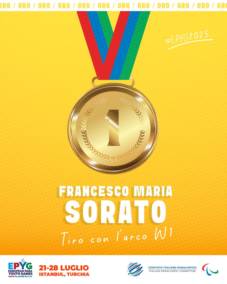 🏹 GRANDE FRANCESCO MARIAAAAAAA!

Chi ben cominincia... Primo ORO della giornata per i nostri giovani Azzurri agli #EPYG25 conquistato da Francesco Maria Sorato nel #tiroconlarco W1!

👏👏👏👏👏👏