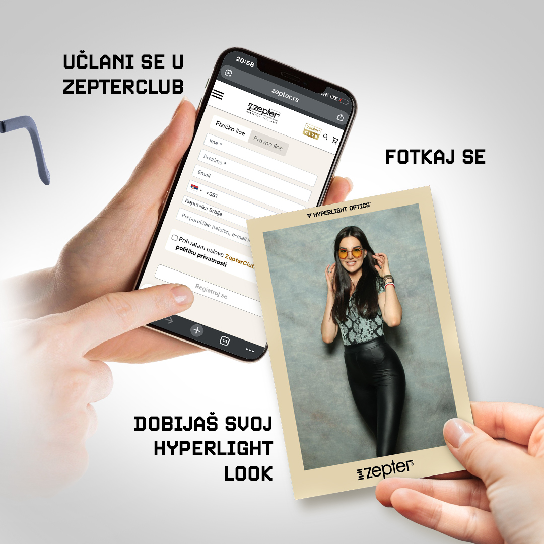 Zanimljiva aktivacija ovog vikenda u Zepter Shop-u u TC Galeriji. Od 25. do 27.7 od 16h-21h mozete da isprobate najnovije modele Hyperlight Optics i slikate se na photobooth. Najkreativniji ce dobiti model naocara po izboru a ostali vaučer za -40%. cc <a href="/zepter_rs/">Zepter Srbija - Zvanični profil</a>