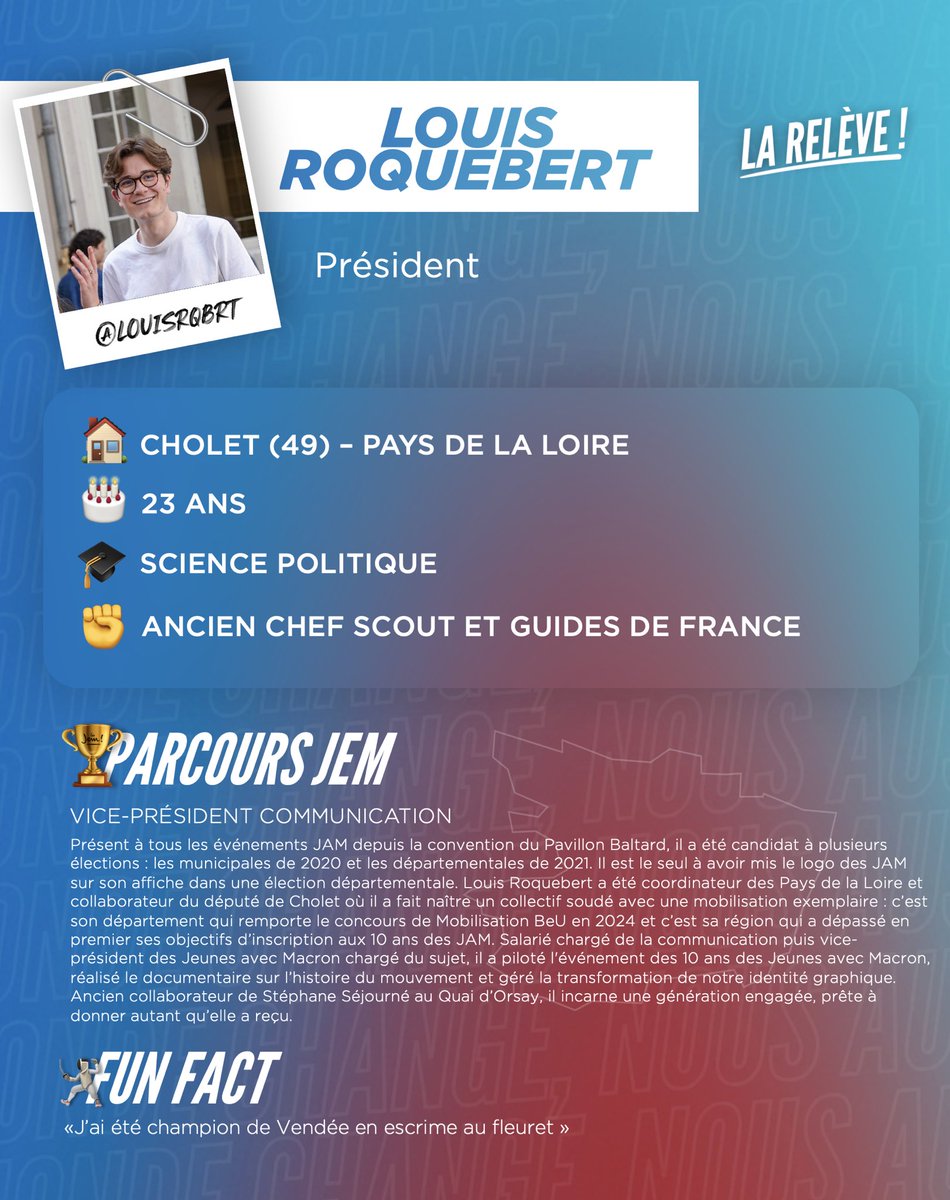 LaReleve2025's tweet image. 🚀 Bienvenue à Louis Roquebert, notre futur Président !
Envie de faire entendre notre voix ? Rejoins La Relève ! 🚀