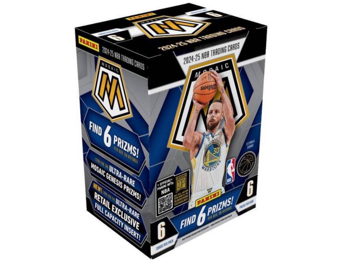 ricanking6's tweet image. Available Now: 2024-25 Panini Mosaic 🏀 Blaster Box at Target! #ad 

bit.ly/3IITMDP