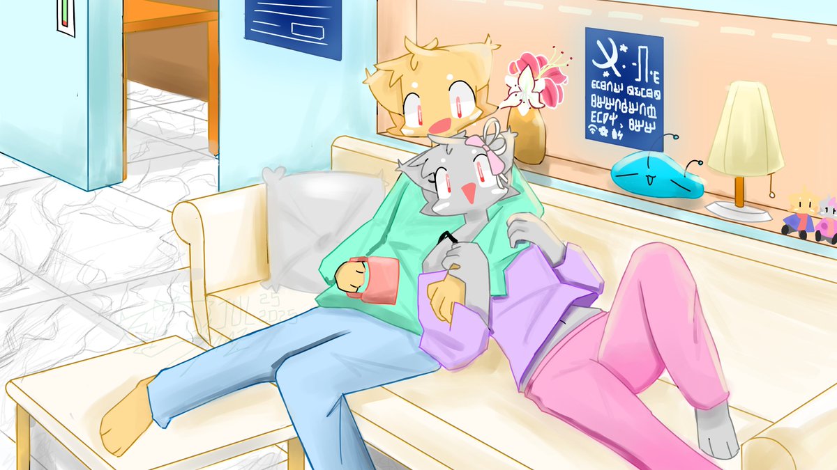OrganicallyMaz's tweet image. Maz and Lily. Cuddling on a couch!!! I procrastinated like 2 months LMAOOOOOOOO But yesssss this is my beeeeg project hehe