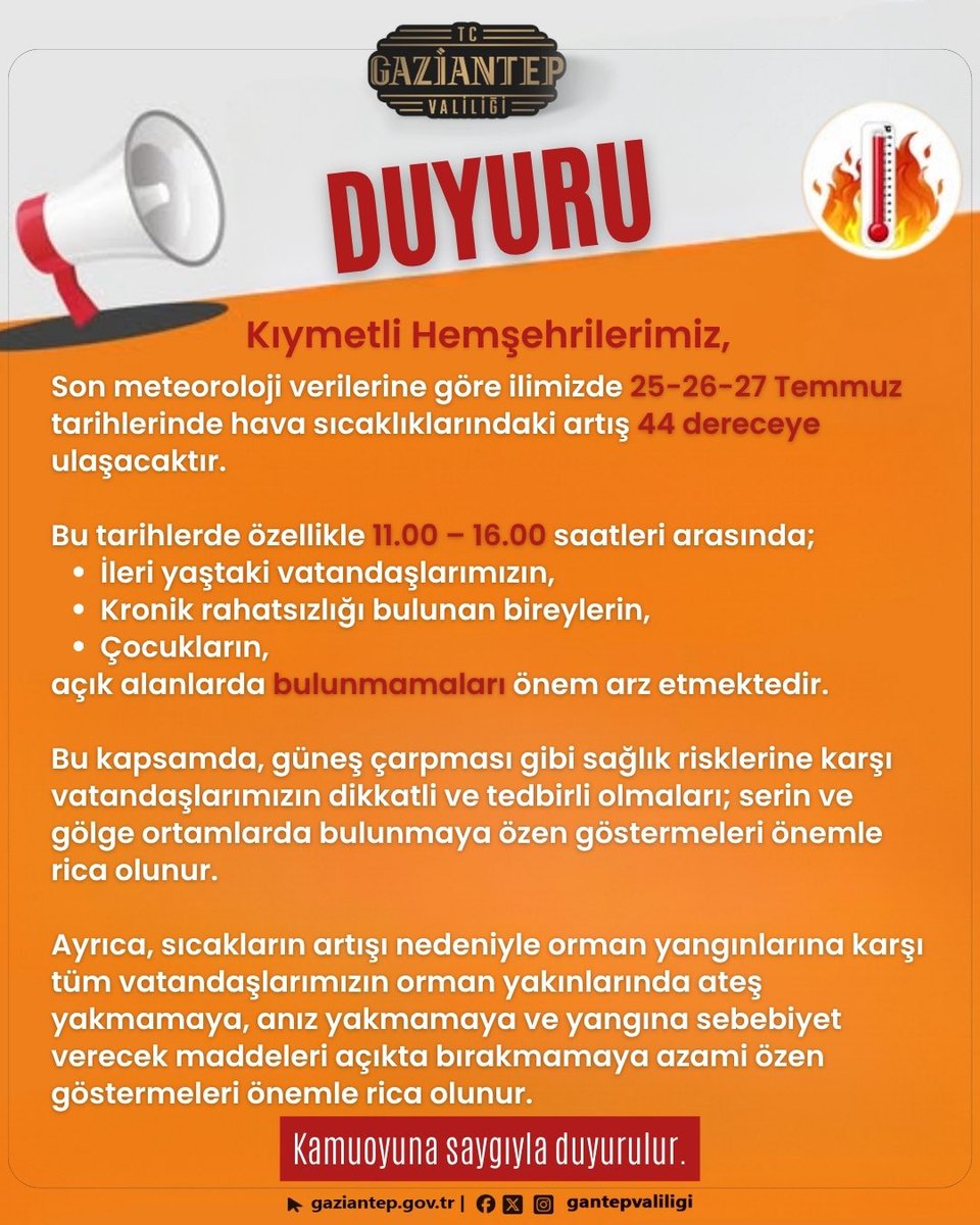 Hava sıcaklıklarına dikkat! 🌡️

⬇️⬇️⬇️