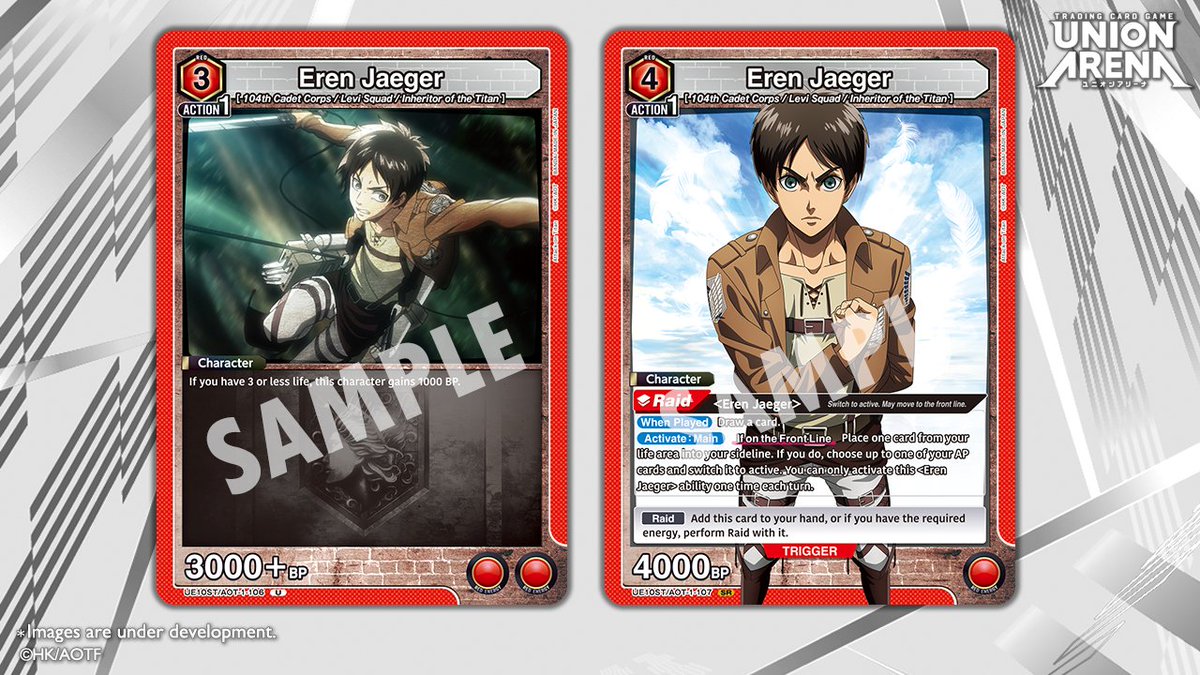 UA_EN_TCG's tweet image. [Card Reveals]
Check out these cards in the Attack on Titan [UE10ST] Starter Deck, coming Aug. 29! 👀

➡️ Eren Jaeger - U
➡️ Eren Jaeger - SR

Product details here! 👇
unionarena-tcg.com/na/products/de…

#UNIONARENA_EN
#AttackOnTitan