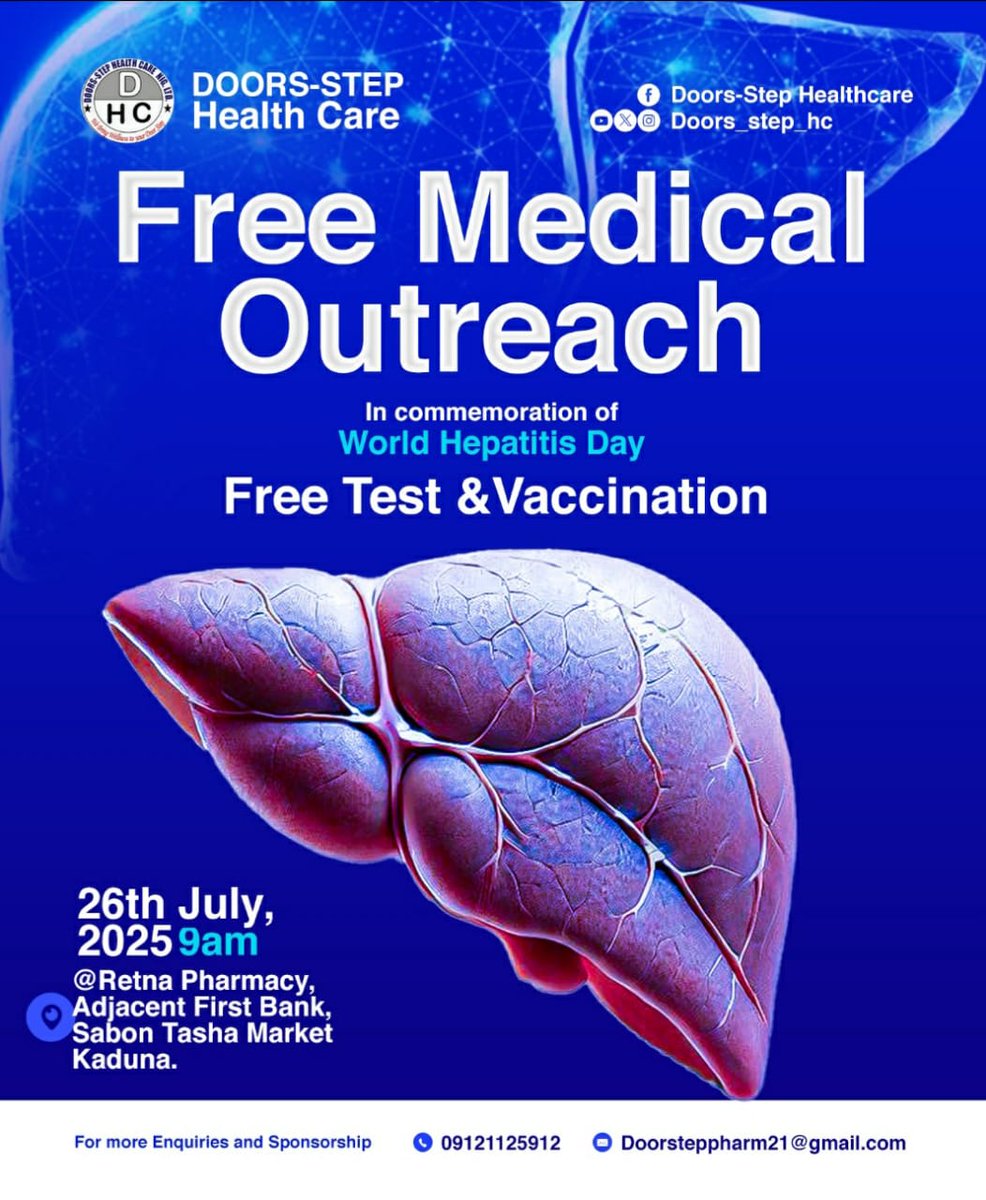 bage_maye's tweet image. 💥Common symptoms include:
- Fatigue
- Jaundice
- Loss of Appetite
- Nausea &amp;amp; Vomiting
- Abdominal Pain
- Dark Urine
- Pale or Clay-Colored Stool
- Fever
- Itching

Follow link and show your interest:
facebook.com/events/s/doors…
@doors_step_HC
#VaccinesSaveLives #doorsstephealthcare