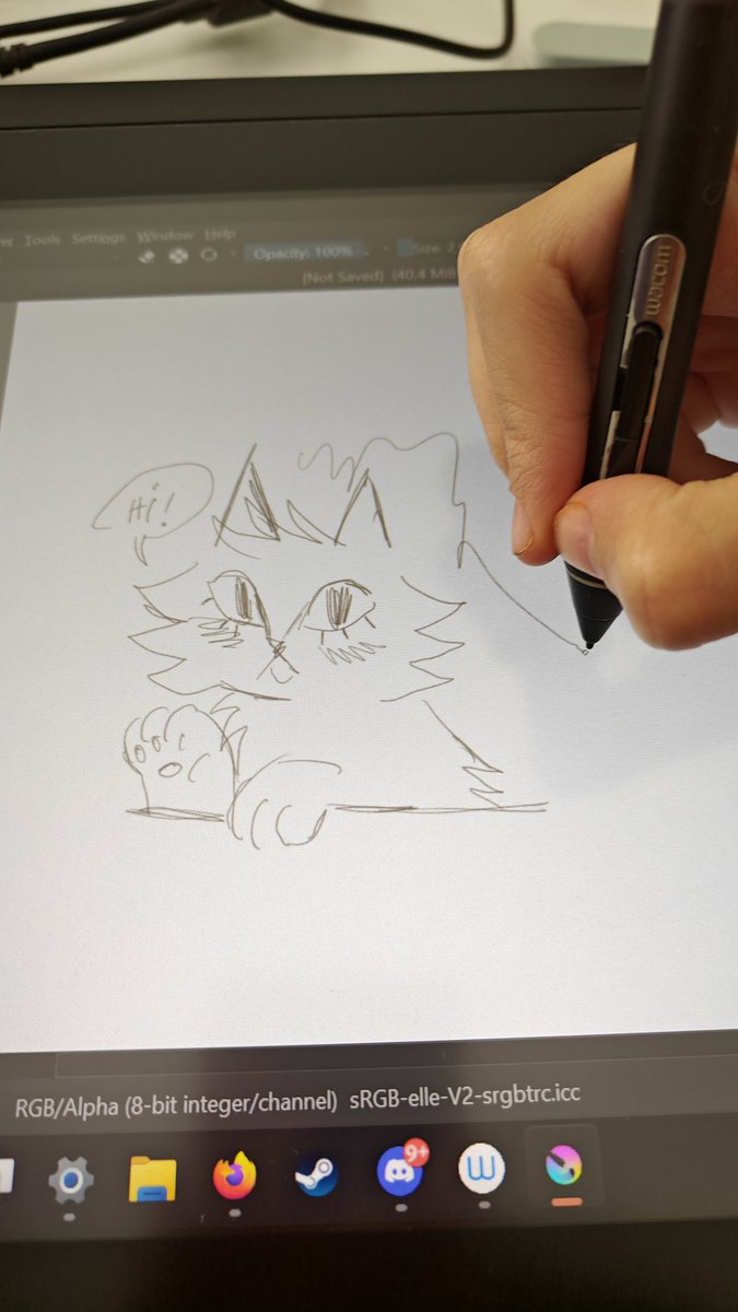 drawswithpaws's tweet image. set up my screen tablet, been a while since i used her