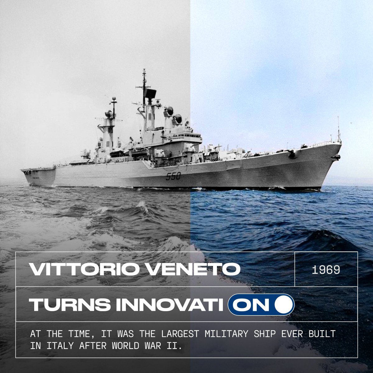 Fincantieri's tweet image. We have always turned on innovation 💡
As in 1969 with the Vittorio Veneto, the missile-launching cruiser with a 37-year career.
The vessel is best remembered for being part of the 8th Naval Group that rescued thousands of Vietnamese refugees.