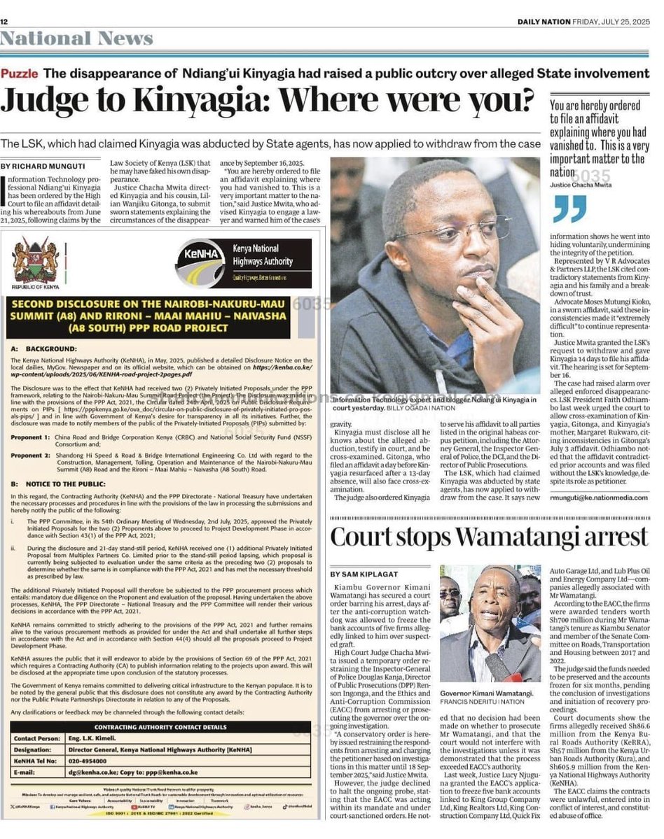 Belive_Kinuthia's tweet image. STAGING YOUR ABDUCTION FOR CLOUT THEN BLAMING IT ON THE GOVERNMENT WILL NOT GO UNPUNISHED.
Mr Ndiangui regrets why he did that.
The Law Society of Kenya has also quietly exited the Ndiangui case, after realising he wasn't abducted but was in hiding.