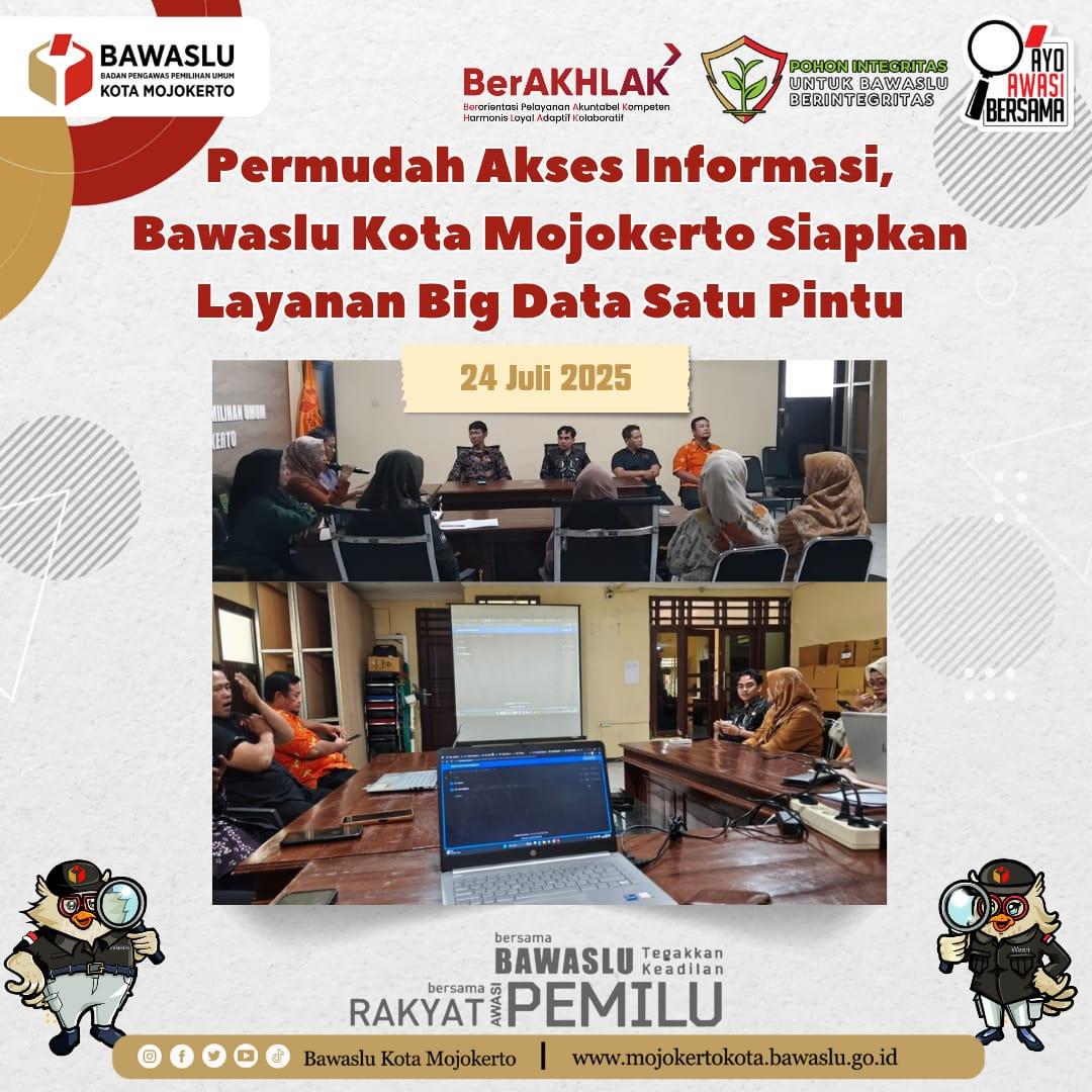 #SahabatBawaslu, #BawasluKotaMojokerto siapkan layanan big data satu pintu.

Berikut selengkapnya:
mojokertokota.bawaslu.go.id/berita/permuda…

#AyoAwasiBersama
#BawasluJatim
#BawasluMengawasi
#PohonIntegritas
#BawasluBergiat