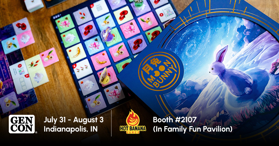 🌕🐇 Moon Bunny launches this autumn for the Moon Festival. Get an early copy at #GenCon, limited quantities!

🌿 Hop the moon, gather herbs, brew the elixir of life!
🎲 Sit down &amp; demo
📍 Booth #2107 in Family Fun Pavilion

#MoonBunny