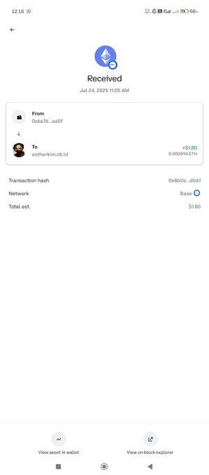 Baseエコシステムでの1ドル取引のレシート