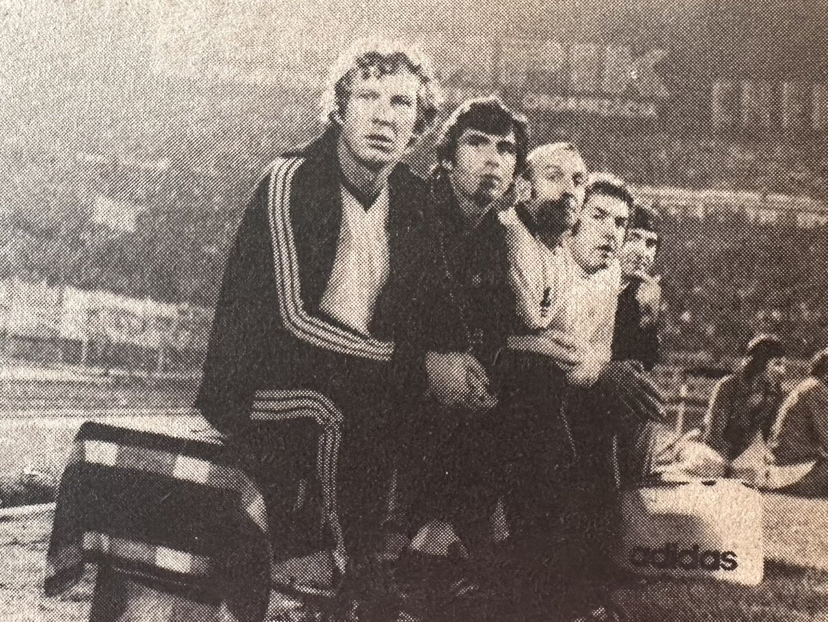 sjforsyth's tweet image. Slovan Bratislava v Derby County, 17th September 1975, European Champions Cup 1st round 1st leg. The Rams bench: @alanhinton11 (substitute), Kevin Hector (suspended), Gordon Guthrie, Dave Mackay, Des Anderson #DCFC #dcfcfans