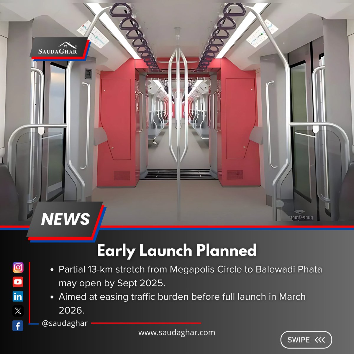 Pune Metro Line 3 Completes Second Trial Run on Hinjawadi–Shivajinagar Stretch | Early Launch Likely

🚇 Pune, 23rd July 2025: Pune Metro Line 3 connecting Hinjawadi IT Park to Shivajinagar achieved another major milestone as its second successful trial run was completed at a