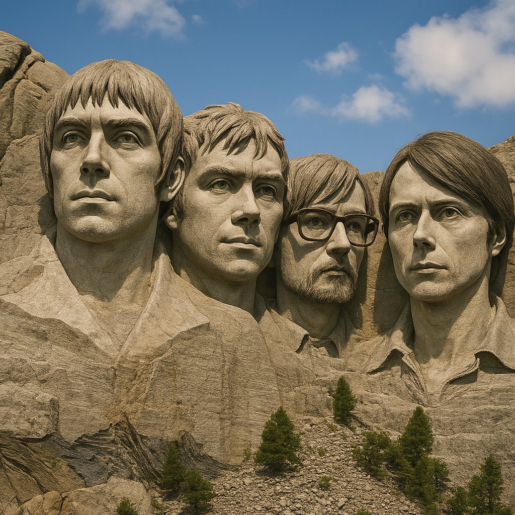 OasisPodcast's tweet image. The “big 4 of britpop” is generally thought of as Oasis, Blur, Pulp and Suede… do you think that is right? And who would be on your personal Mount Rushmore of britpop? (Excuse the dreadful AI picture…! 🤢)