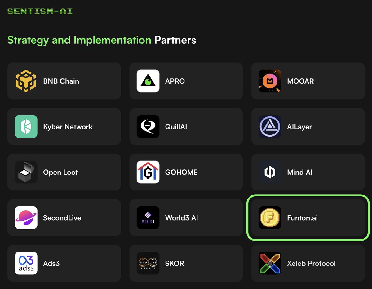 funton_ai's tweet image. 🌐 Funton.ai is proud to be one of @Sentism_ai’s Strategy &amp;amp; Implementation Partners!

🔗 sentism.ai/partners

Together with fellow #Web3 builders, we’re uniting our strengths to unlock new possibilities and accelerate the future of decentralized innovation! 🚀…