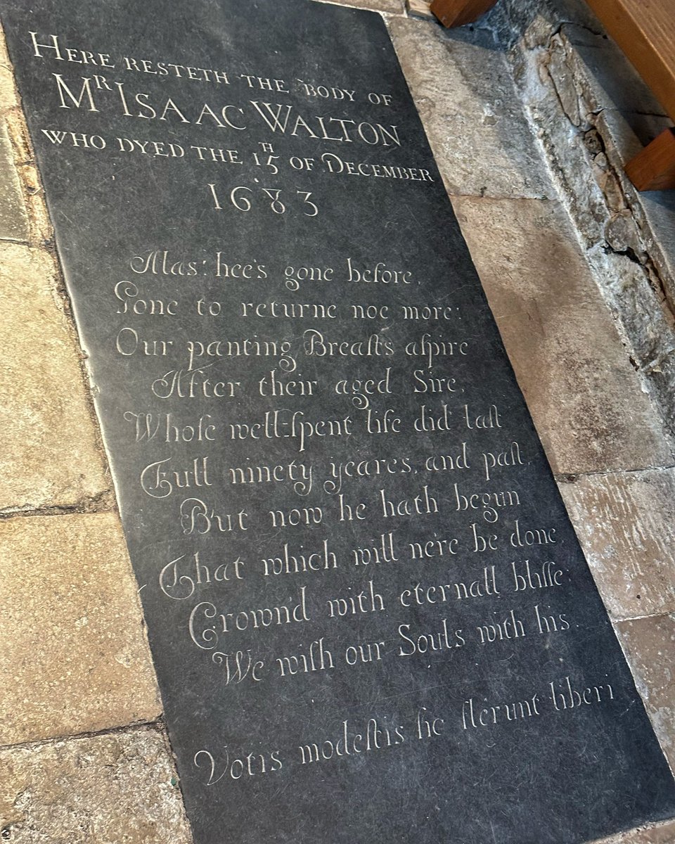 InDamnatio's tweet image. Winchester Cathedral, the Chapel of St John the Evangelist & the Fisherman Apostles
Also (coincidentally?) contains the grave of Isaac Walton, author of The Compleat Angler (1653) a semi-political treatise on enjoying simple pleasures in turbulent times - equally important today