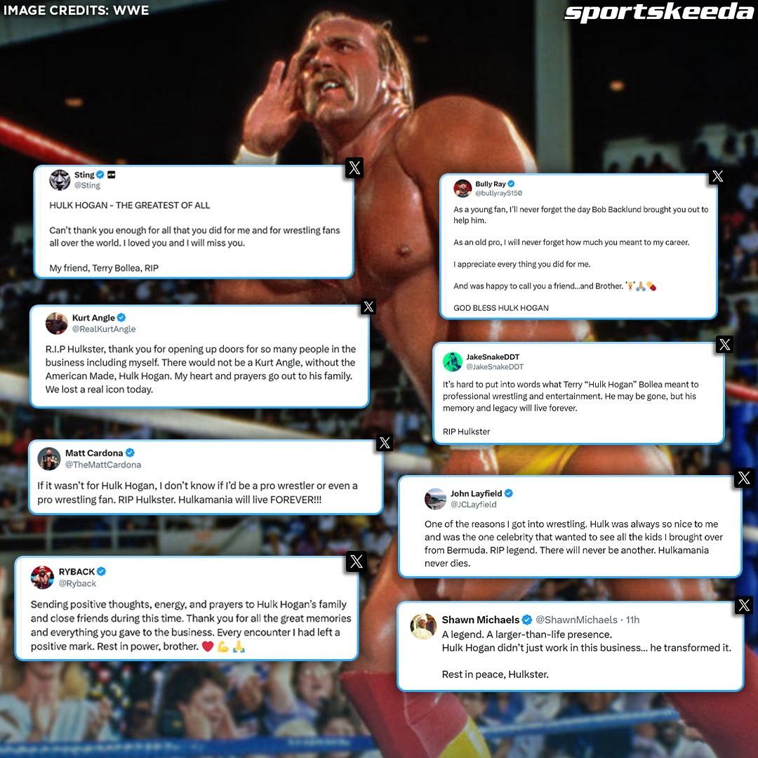 SKWrestling_'s tweet image. Love and respect keep pouring in for the late great Hulk Hogan from all over the pro wrestling world ❤️💛