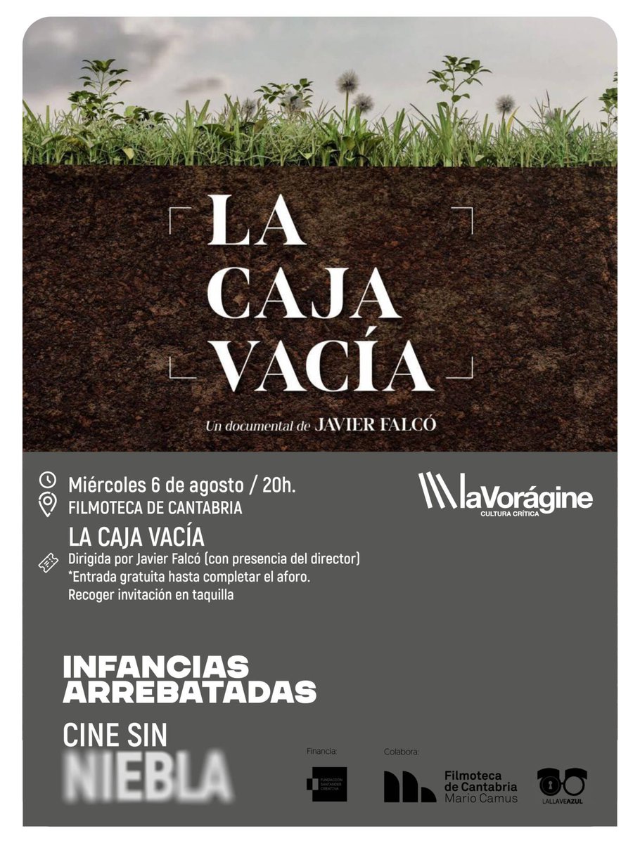 BEBES_ROBADOS_'s tweet image. LA CAJA VACÍA de @jfalcoperez
¿ Estáis en Santander el 6/8/2025? @BEBES_ROBADOS_ recomendamos ir a la Filmoteca de Cantabria Mario Camús (C/Bonifaz 6), a las 20:00, y ver el estupendo documental sobre el 'robo de bebés' a partir del caso de M. José Picó👇🏻
santandercreativa.com/eventos/cine-s…