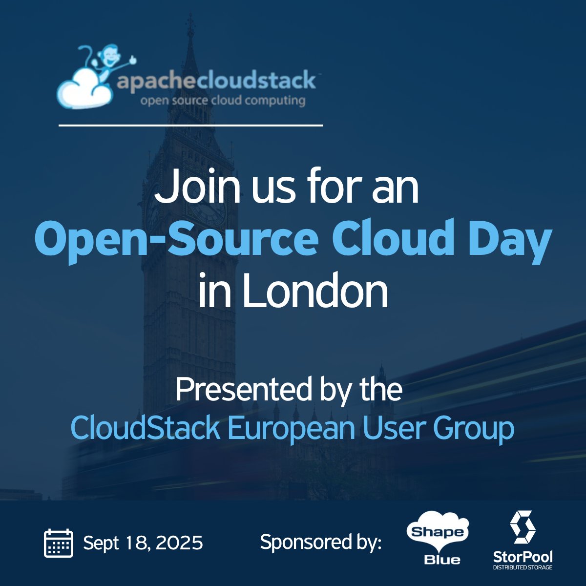 storpool's tweet image. Join us at CloudStack Open-Source Cloud Day in London on Sept 18! Network, learn, and discover the latest in #CloudStack with StorPool & ShapeBlue.
Secure your spot now: hubs.ly/Q03yp_dW0
#CSEUG2025 #CloudInfrastructure #OpenSourceCloud