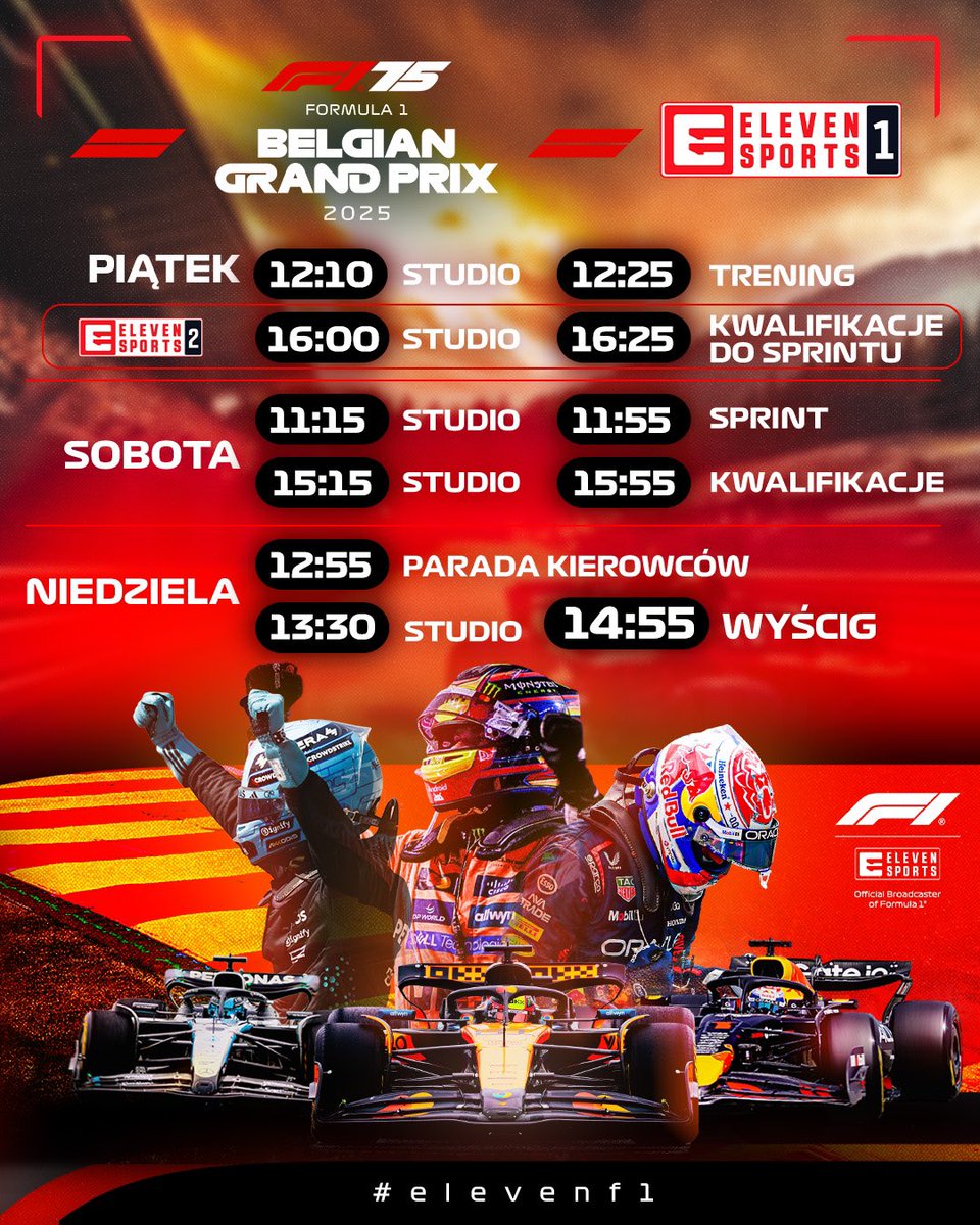Mikołaj Sokół (@sokolimokiem) on Twitter photo Rozkład jazdy na weekend 👇🏻
Spa-Francorchamps z deszczem i mgłą, Red Bull bez Hornera, Ferrari z ważnymi poprawkami, a także trzeci w tym sezonie sprint – do usłyszenia i zobaczenia w <a href="/ELEVENSPORTSPL/">ELEVEN SPORTS PL</a> 📺 #ElevenF1 Rozkład jazdy na weekend 👇🏻
Spa-Francorchamps z deszczem i mgłą, Red Bull bez Hornera, Ferrari z ważnymi poprawkami, a także trzeci w tym sezonie sprint – do usłyszenia i zobaczenia w <a href="/ELEVENSPORTSPL/">ELEVEN SPORTS PL</a> 📺 #ElevenF1