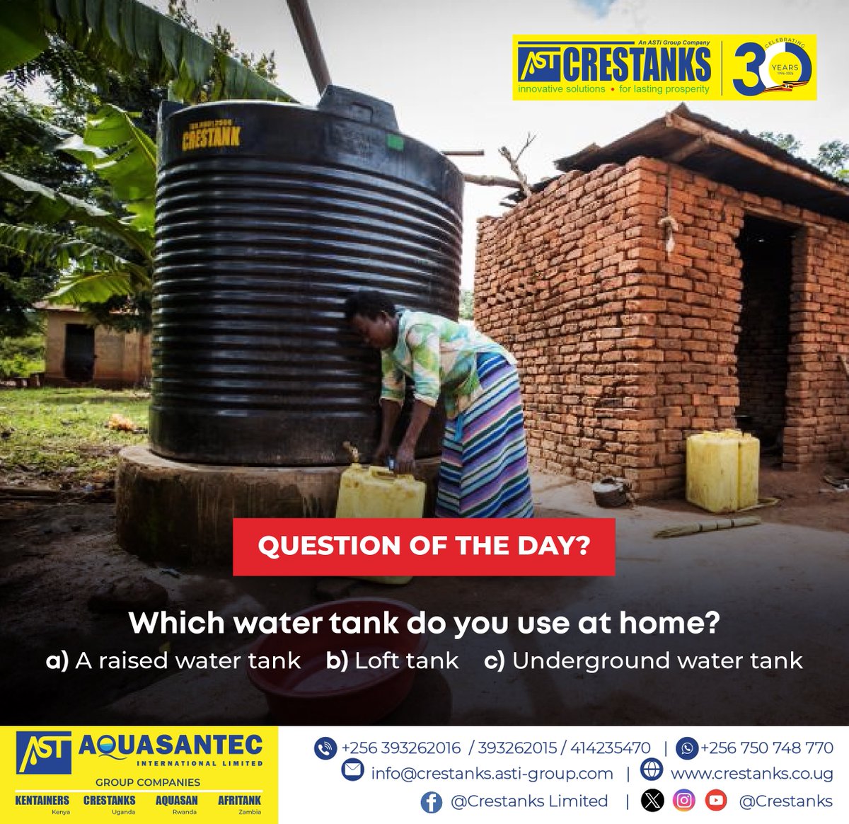 Tell us…Which water tank do you rely on at home?

#Crestanks #plasticproducts #watertanks #questionoftheday