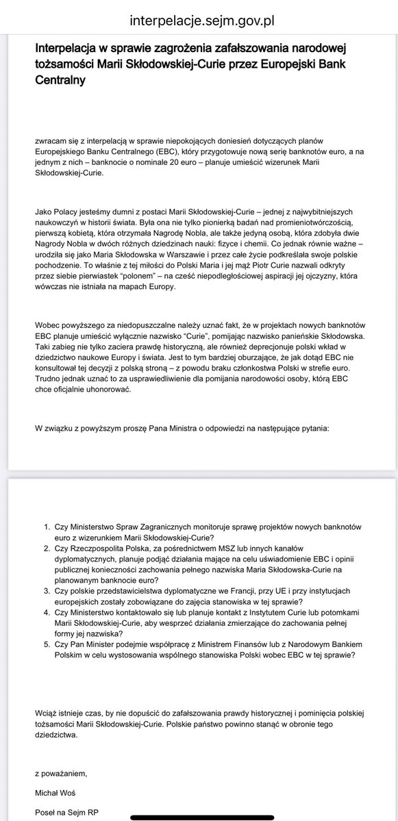 Złożyłem interpelację do <a href="/MSZ_RP/">Ministerstwo Spraw Zagranicznych RP 🇵🇱</a> w tej sprawie.