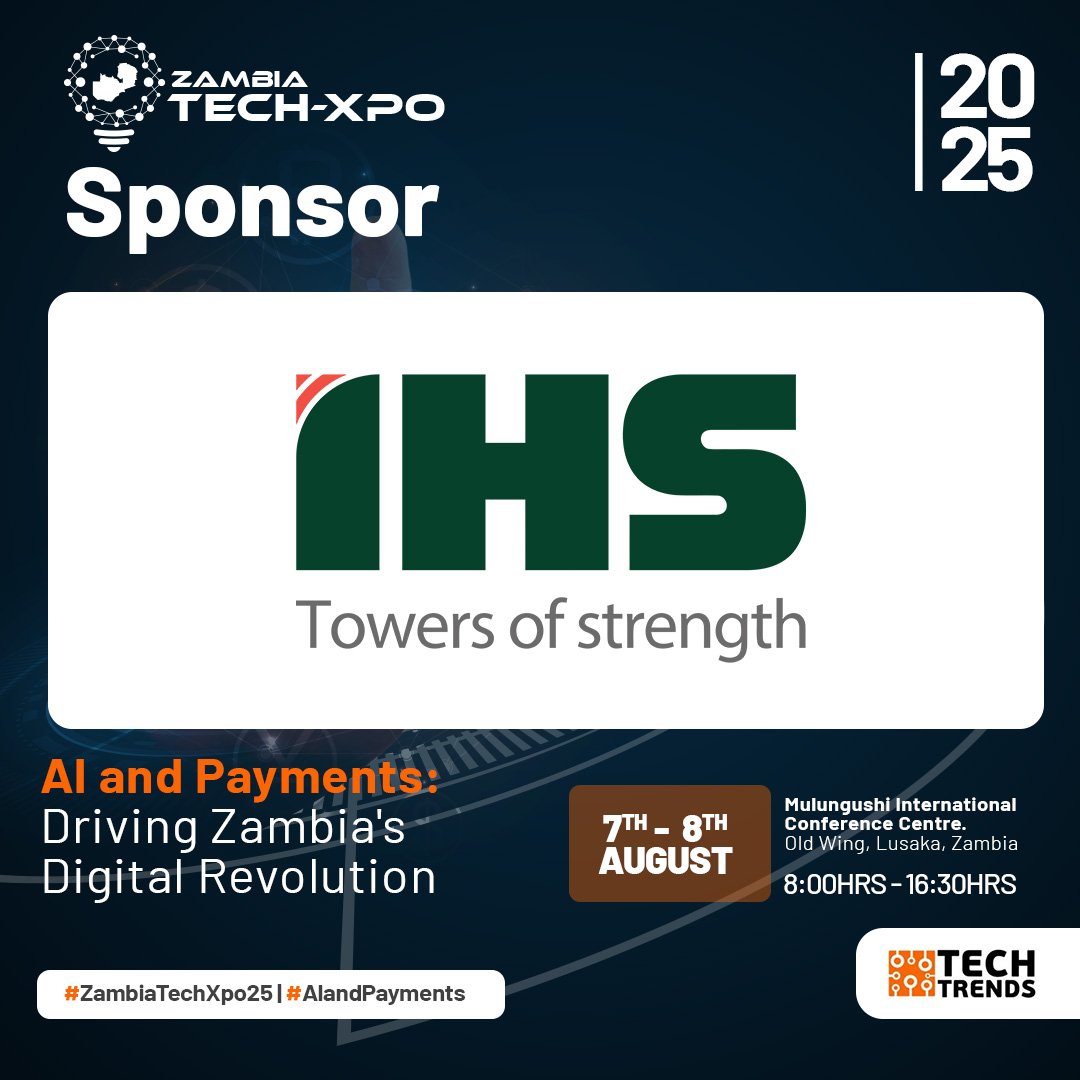 techtrends_zm's tweet image. We’re super ecstatic to welcome IHS Towers as a sponsor of Zambia Tech‑Xpo 2025!
@IHSTowers is one of the world’s largest independent owners and operators of shared communications infrastructure, with over 39,000 towers across eight emerging markets. In Zambia, IHS operates more…