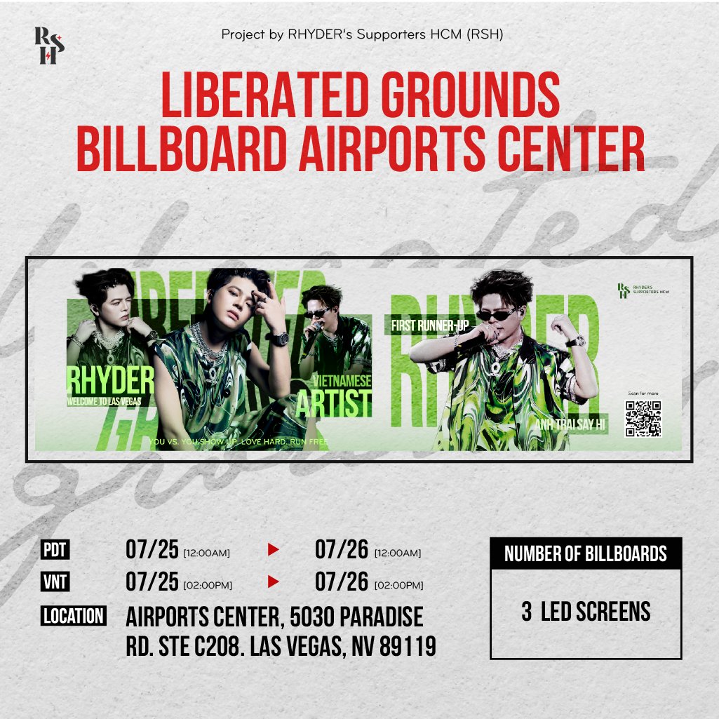 flashteamhcmc's tweet photo. DIGITAL BILLBOARDS IN LAS VEGAS ✨
Vegas, meet RHYDER.
Billboard takeover at Airport Center.

📍Airports Center, 5030 Paradise Rd. Ste C208
📷 July 25, 2025 | 2 screens · 10s · 180 plays/day

#RHYDER #AnhTraiSayHiLasVegas #RHYDERinLasVegas https://t.co/HHsBMBTBWA