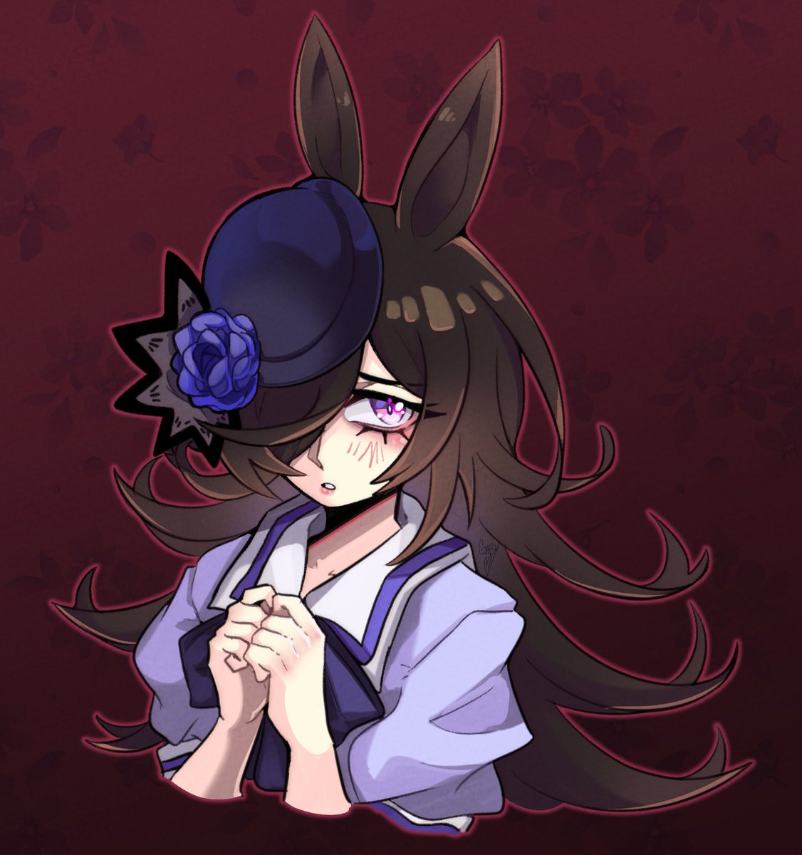 rinnytanart's tweet image. rice showaaaa~ 💙🌹🐴!!
#umamusume #riceshower