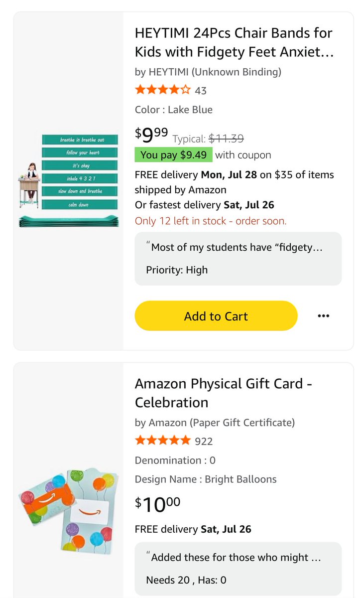 windsoks's tweet image. Update: the classroom is looking more like…a classroom? Still in need of light covers (there are gift cards too, if too much), fidgety feet bands, posters, pins, putty!!!
🏫Middle school
✏️Self-contained EBD
☀️⛱️FL
Thanks for looking!
#clearthelist
amazon.com/hz/wishlist/ls…