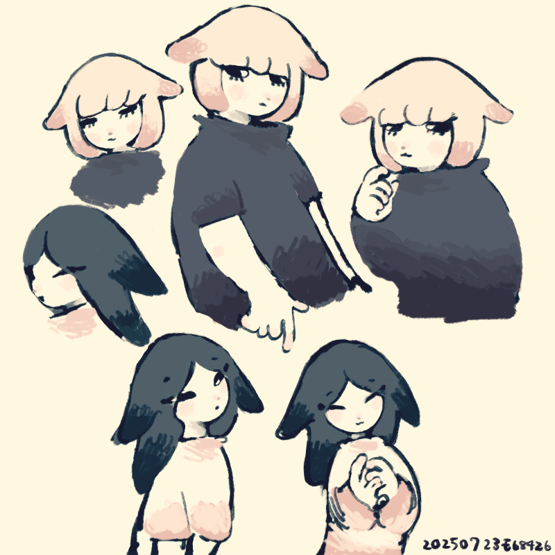 メミちゃんとソヨちゃん　描き慣らし
#創作