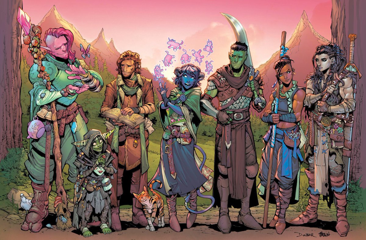 ArtOfTimBrown's tweet image. Shamelessly sharing this again.
I’m stoked with the first look at #TheMightyNein animated series. It’s going to be great.
Drawn by: Max Dunbar
Colour by: Timothy C. Brown