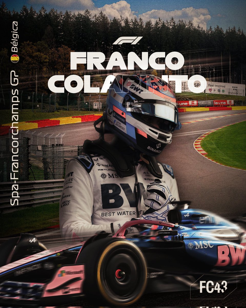 Hoy vuelve la 🏎️F1, pero más importante VUELVE ÉL, NUESTRO REPRESENTANTE, VUELVE COLAPINTO

A BANCARLO SIN PARAR ESTOS TRES DIAS 🥁🥁🥁

#BelgianGP 🇧🇪