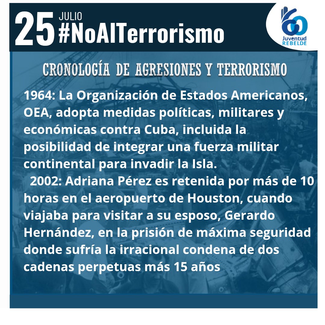 En #Cuba 🇨🇺 #TenemosMemoria 

#NoAlTerrorismo 
#CubaDenuncia 

25 de julio ⬇️