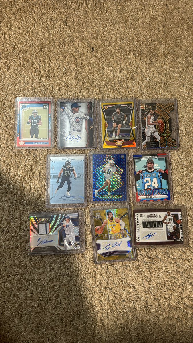 RyanLCards's tweet image. Legette /125 - $8
Javi Baez auto - $25
Trice /15 - $25
KD /49 - $10
Wagner /10 - $20
Terrion /99 - $8
Legette /15 - $30
Nico /99 - $35
Vincent /3 - $20
Kabengele 1/1 - $85
RTs appreciated! All OBO