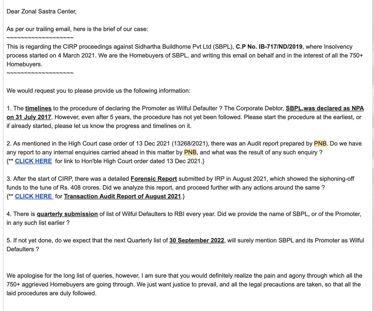 <a href="/RBI/">ReserveBankOfIndia</a> <a href="/PSBIndOfficial/">Punjab & Sind Bank</a> <a href="/pnbindia/">Punjab National Bank</a> <a href="/PMOIndia/">PMO India</a> <a href="/cmohry/">CMO Haryana</a> <a href="/arjunrammeghwal/">Arjun Ram Meghwal</a> <a href="/barandbench/">Bar and Bench</a> <a href="/pnbindia/">Punjab National Bank</a> You have:
1. Initiated Insolvency against personal guarantor
2. Received Rs 3.5cr from ex-Promoter

Yet why are you standing against justice to 500+ Homebuyers? <a href="/NayabSainiBJP/">Nayab Saini</a>

#JusticeForSBPLbuyers

<a href="/aajtak/">AajTak</a> <a href="/TimesNow/">TIMES NOW</a> <a href="/IndiaToday/">IndiaToday</a> <a href="/republic/">Republic</a> <a href="/HaryanaNews365/">Haryana New 365</a> <a href="/DainikBhaskar/">Dainik Bhaskar</a>