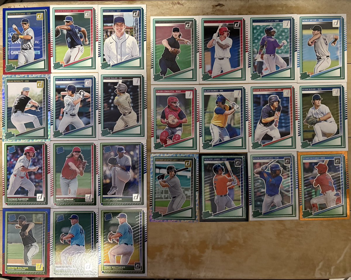 JFVV0912's tweet image. Today I got this blaster of Donruss.
Pic 1 Biggest pulls (Carson Benge 34/75)
Pic 2 Rated prospects and rookies
Pic 3 my pc and legends
Pic 4 other pulls
#TBBCrew #MLB #TradingCards #donruss