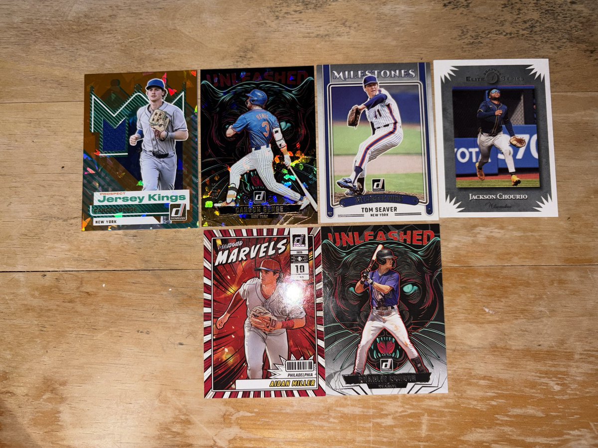 JFVV0912's tweet image. Today I got this blaster of Donruss.
Pic 1 Biggest pulls (Carson Benge 34/75)
Pic 2 Rated prospects and rookies
Pic 3 my pc and legends
Pic 4 other pulls
#TBBCrew #MLB #TradingCards #donruss
