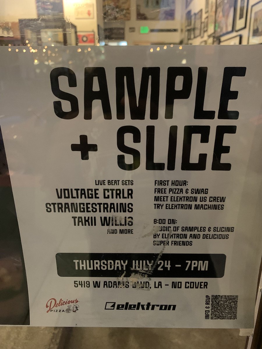 darealdibiase's tweet image. It’s popping at Delicious Pizza on Adams . @WeAreElektron is hosting a cool event.
They also have digitakt 2 workstations as well