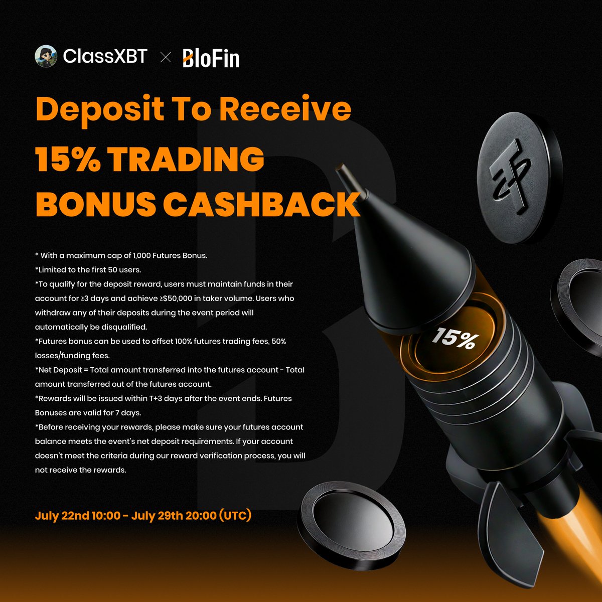 classxbt's tweet image. Proud to have partnered with @BloFin_Official, will be moving most of my trading there and for the right reasons. Will write a thread.

partner.blofin.com/d/ClassXBT

Sign up under my link and you get a fat bonus cash back

Will also be doing giveaways to anyone who trades on my link