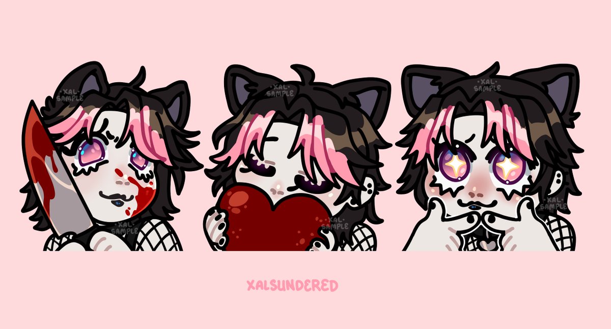XalSundered's tweet image. emotes done for a friend !