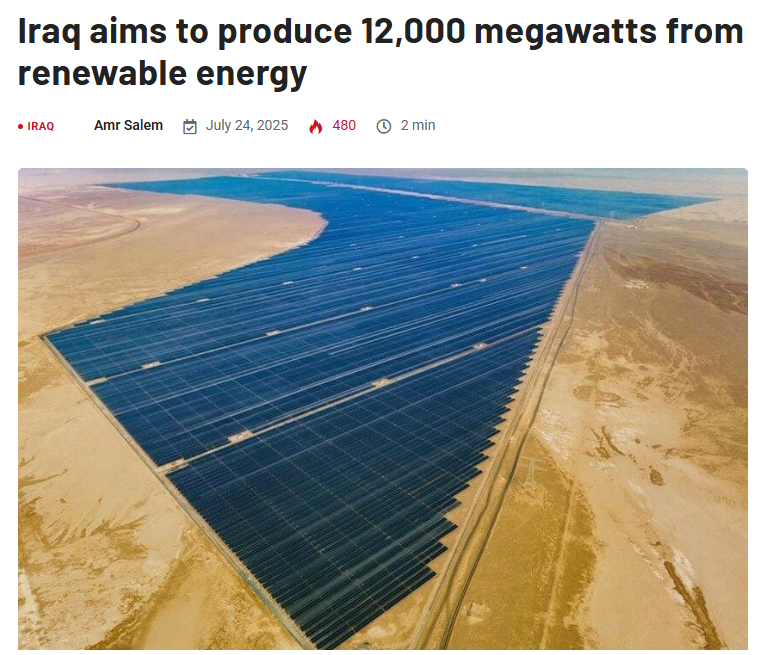 fns_francis's tweet image. Iraq's Power Play: Solar Power Beats Oil Barrels
Iraq isn't just turning on a switch.
They're changing the whole grid.
Baghdad wants 12,000 megawatts of renewable energy by 2030, mostly solar. Not dreams. The blueprints are signed. Phase one involves the installation of 5,000…