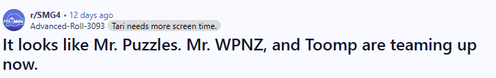 NoContextSMG4's tweet image. There's a new character in the show named Toomp and it's made every theory post about it look like a Graggle-level shitpost